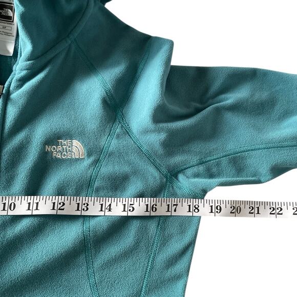 The North Face Women's Full Zip Fleece Jacket Lightweight Hooded Teal Size S - Picture 10 of 10